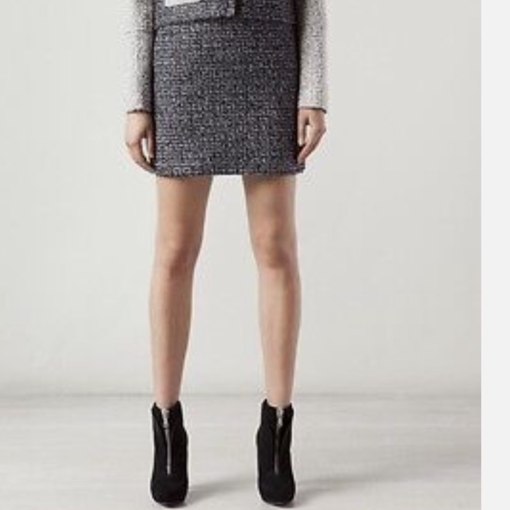 Proenza Schouler Black & White Tweed Wool Mini Skirt Made In Italy Size 6